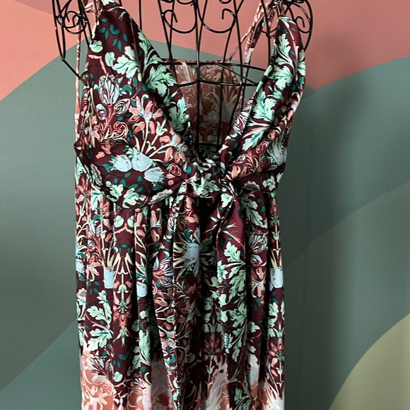 Free People Sun Bleached Tie-front Maxi Dress chocolate ombré XL - Picture 2 of 3